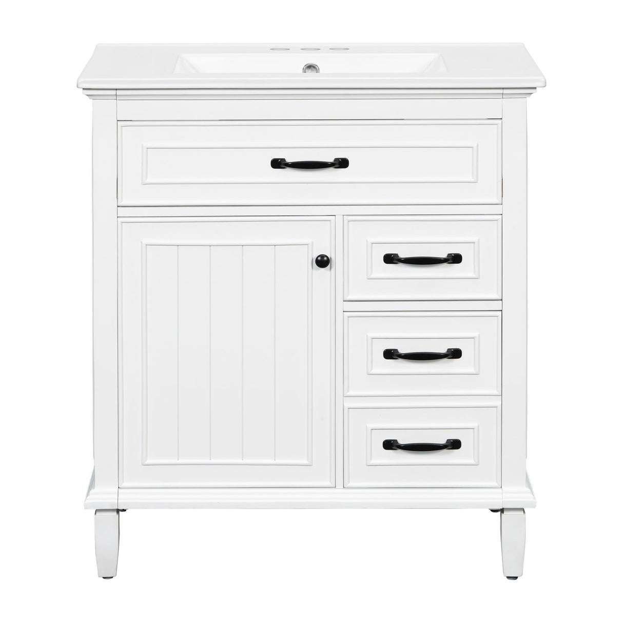 Bathroom Vanity With Sink Top, Flip Drawers, Adjustable Shelf