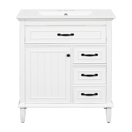 Bathroom Vanity With Sink Top, Flip Drawers, Adjustable Shelf
