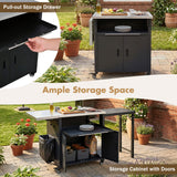 Foldable Outdoor Prep Station BBQ Cart With Trash Rack