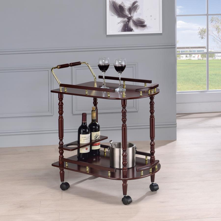 Palmer 2-tier Rectangular Wood Bar Cart Merlot - 3512