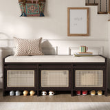 Entryway Shoe Bench With Drawers & Button Tufted Cushion