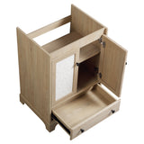 Bathroom Vanity Base, Cabinet With Carved Floral Doors - Natural Wood