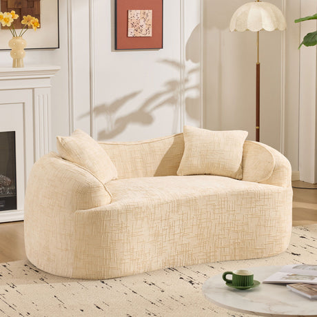 Curved 2 Person Compress Sofa With Armrests, Includes Pillows