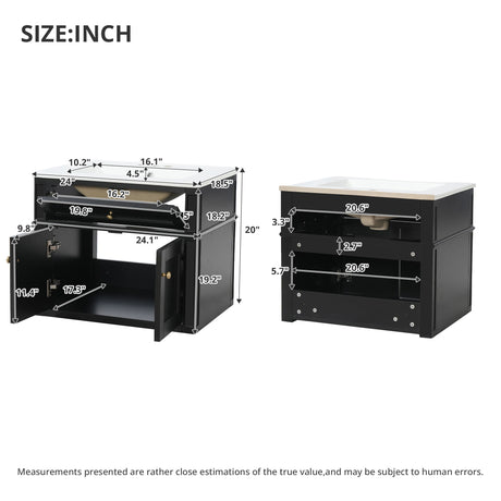 Wall Mounted Bathroom Vanity With Tip Out Drawer And Open Back Design