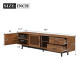 TV Stand, Media Console With 2 Drawers, Soft Closing Hinges, Adjustable Shelves, Slatted Design - Walnut