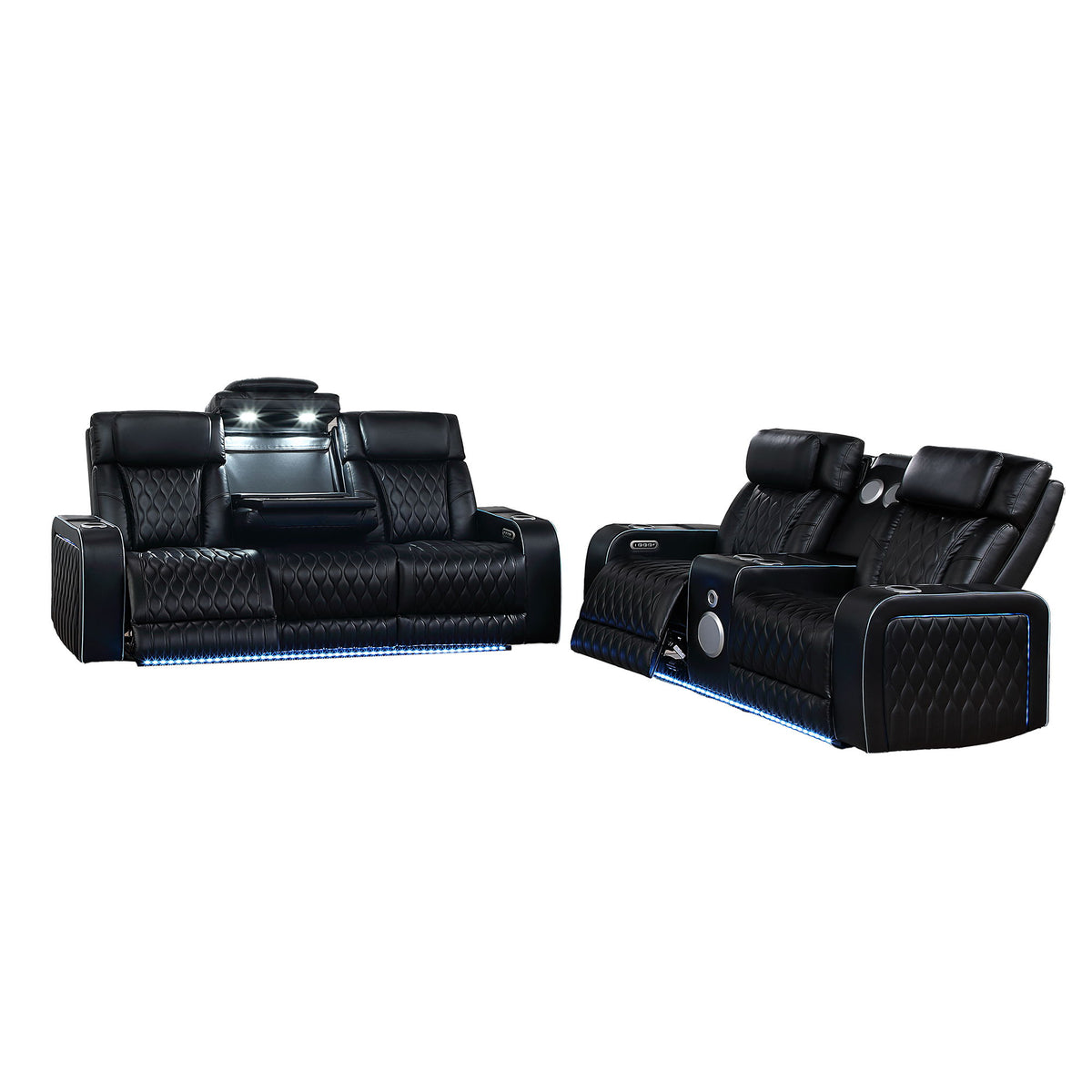 Electra - Power Reclining Set With Power Headrests, Massage And LED Lighting