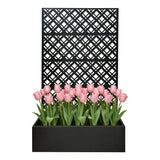 Rhombus Planter Raised Garden Bed With Trellis For Climbing Plants - Black