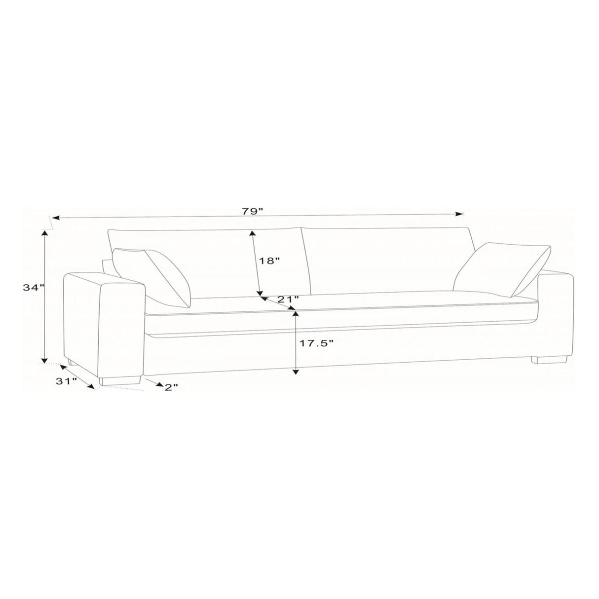 Upholstered Sofa With Toss Pillows - Dark Gray