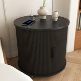 Cylinder Nightstand With Charging Station & Sliding Door
