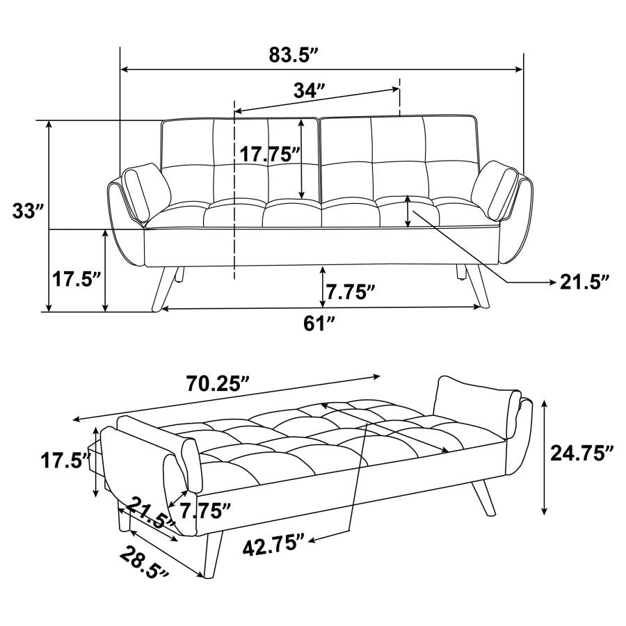 Caufield Upholstered Tufted Convertible Sofa Bed Grey - 360096