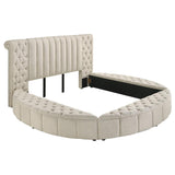 Sonya Upholstered Eastern King Round Storage Bed Ivory - 360111KE