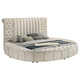 Sonya Upholstered Eastern King Round Storage Bed Ivory - 360111KE
