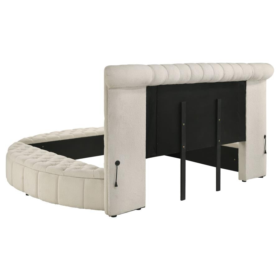 Sonya Upholstered Eastern King Round Storage Bed Ivory - 360111KE