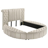 Sonya Upholstered Queen Round Storage Bed Ivory - 360111Q