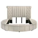 Sonya Upholstered Queen Round Storage Bed Ivory - 360111Q