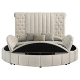 Sonya Upholstered Queen Round Storage Bed Ivory - 360111Q