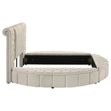 Sonya Upholstered Queen Round Storage Bed Ivory - 360111Q