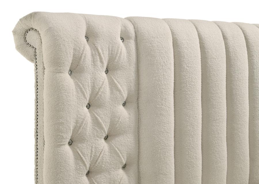 Sonya Upholstered Queen Round Storage Bed Ivory - 360111Q