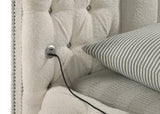 Sonya Upholstered Queen Round Storage Bed Ivory - 360111Q