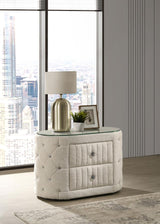 Sonya 2-drawer Upholstered Nightstand Bedside Table Ivory - 360112
