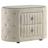 Sonya 2-drawer Upholstered Nightstand Bedside Table Ivory - 360112
