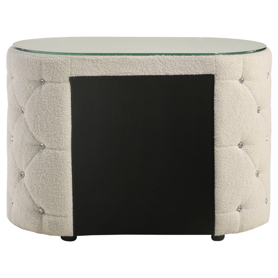 Sonya 2-drawer Upholstered Nightstand Bedside Table Ivory - 360112