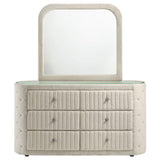 Sonya 6-drawer Upholstered Bedroom Dresser with Mirror Ivory - 360113M