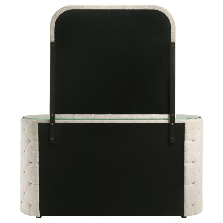 Sonya 6-drawer Upholstered Bedroom Dresser with Mirror Ivory - 360113M