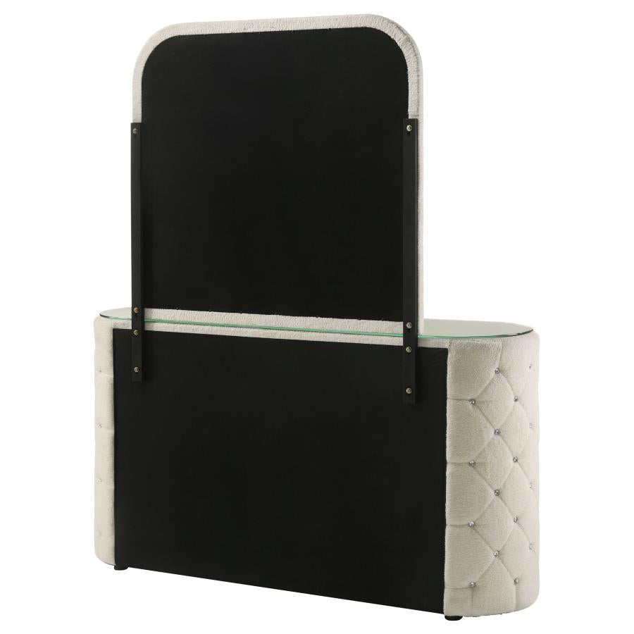 Sonya 6-drawer Upholstered Bedroom Dresser with Mirror Ivory - 360113M