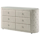 Sonya 6-drawer Upholstered Bedroom Dresser Ivory - 360113