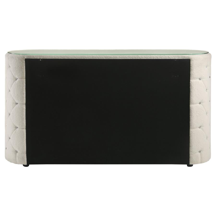 Sonya 6-drawer Upholstered Bedroom Dresser Ivory - 360113