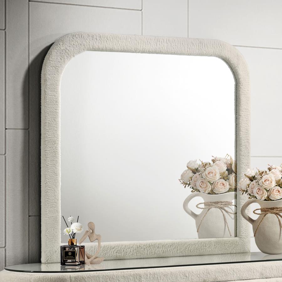 Sonya Upholstered Bedroom Dresser Mirror Ivory - 360114