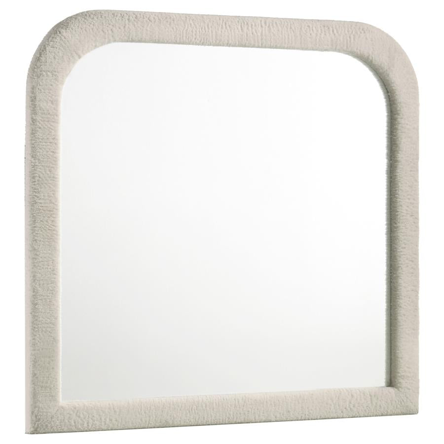 Sonya Upholstered Bedroom Dresser Mirror Ivory - 360114