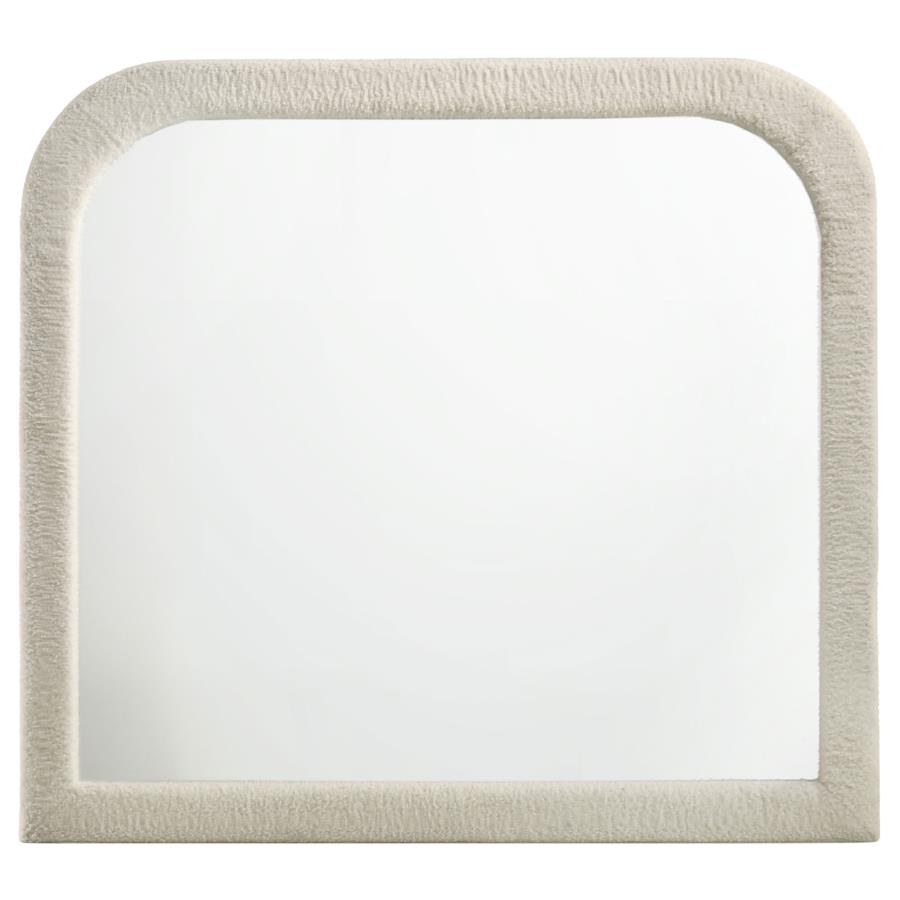Sonya Upholstered Bedroom Dresser Mirror Ivory - 360114