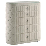 Sonya 5-drawer Upholstered Bedroom Chest of Drawers Ivory - 360115