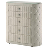 Sonya 5-drawer Upholstered Bedroom Chest of Drawers Ivory - 360115