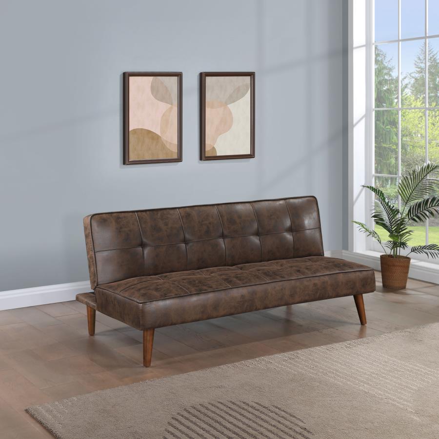Jenson Upholstered Tufted Convertible Sofa Bed Dark Coffee - 360237