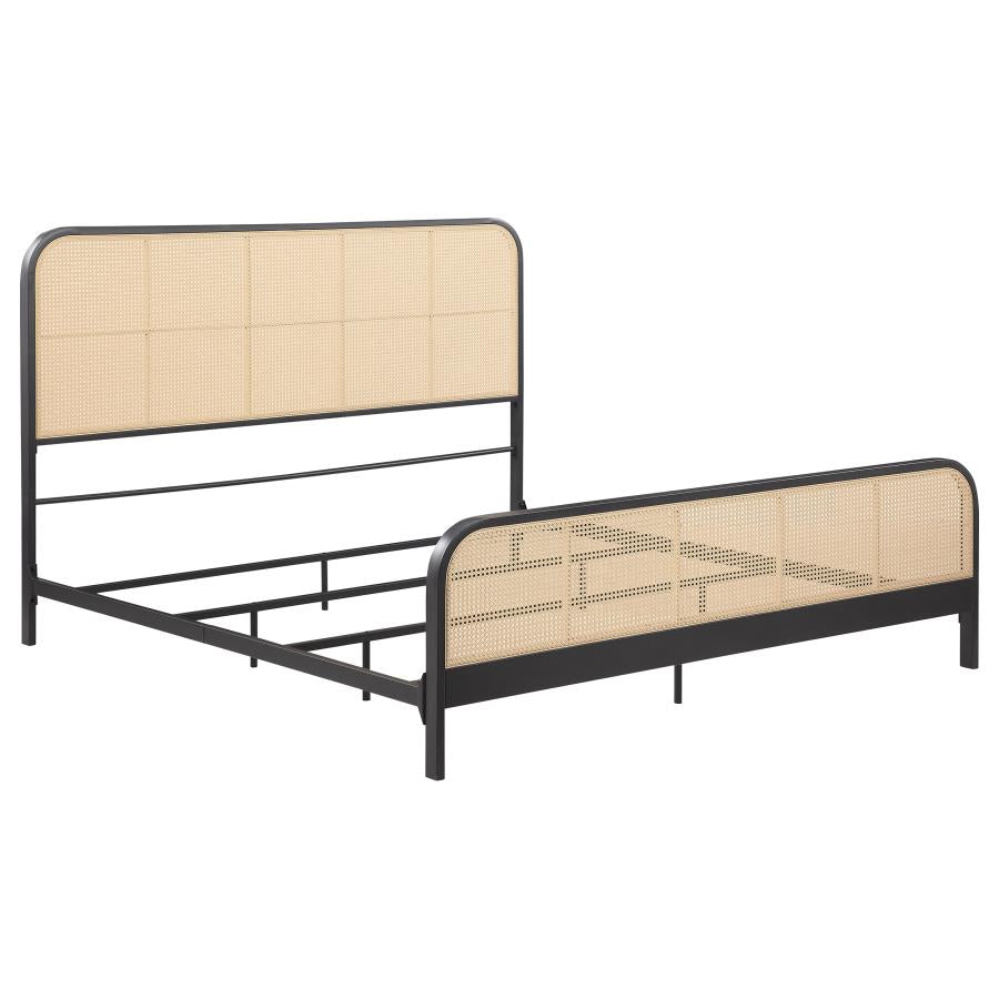 Lanewood Open Cane Webbing Metal Eastern King Bed Black - 360250KE