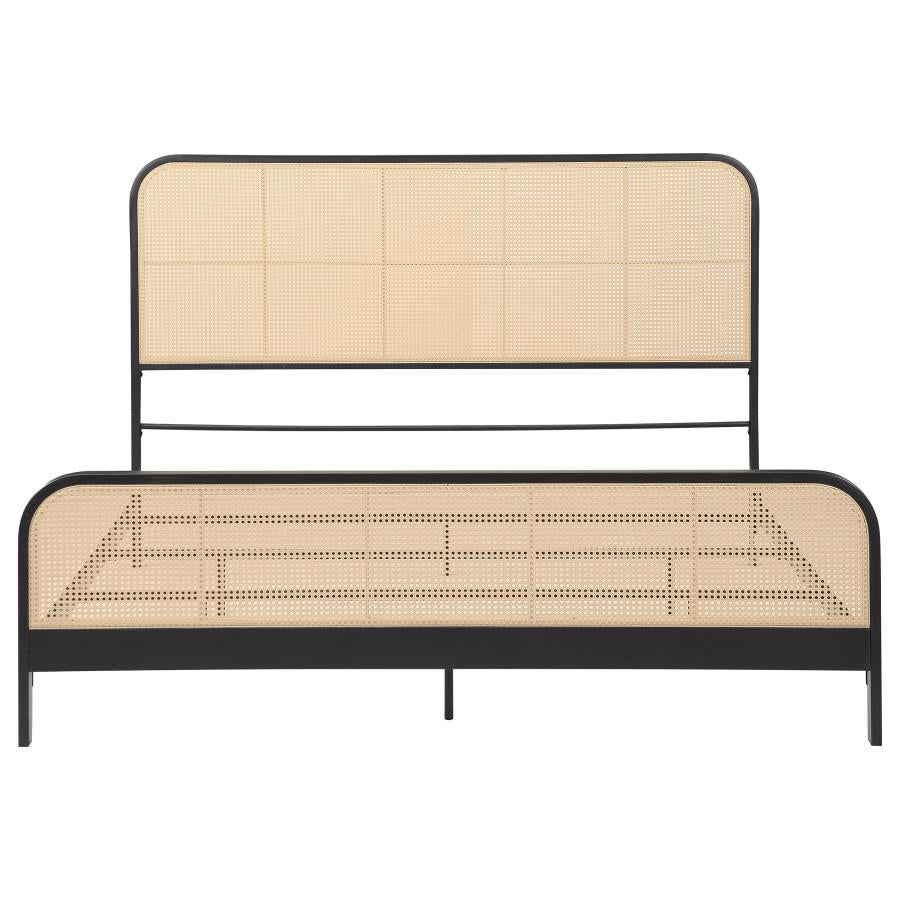 Lanewood Open Cane Webbing Metal Eastern King Bed Black - 360250KE