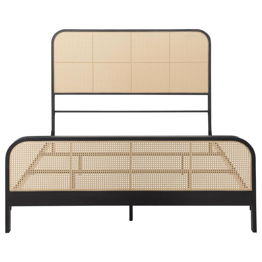 Lanewood Open Cane Webbing Metal Queen Bed Black - 360250Q