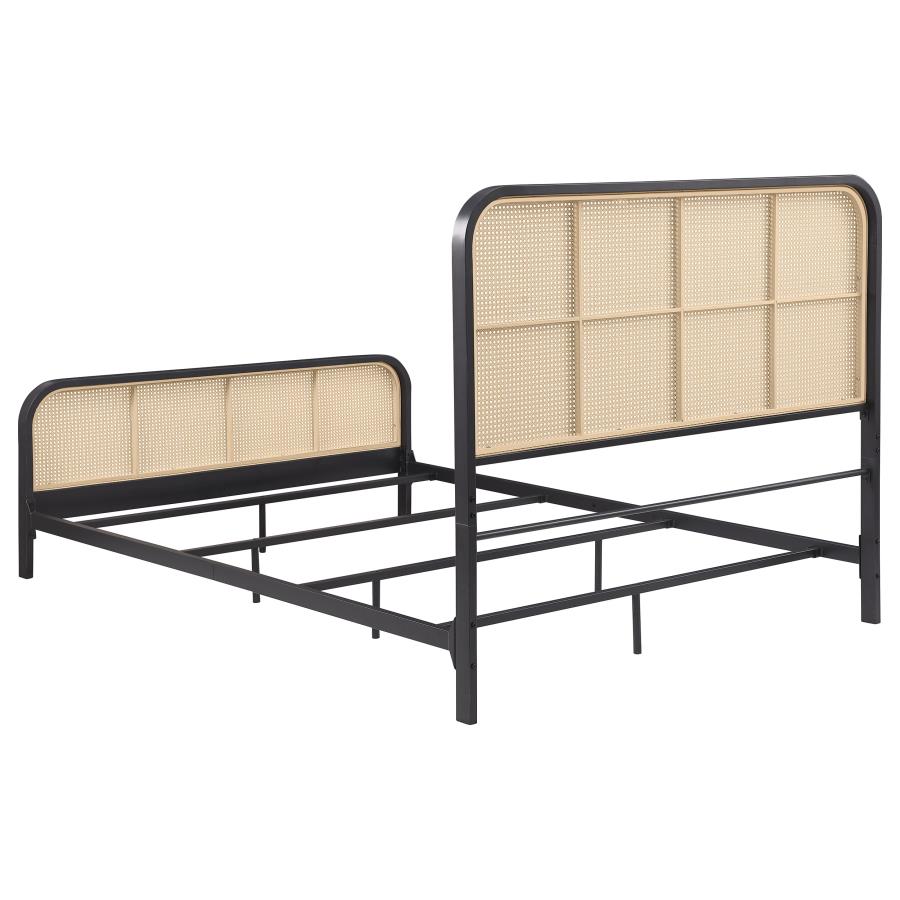 Lanewood Open Cane Webbing Metal Queen Bed Black - 360250Q