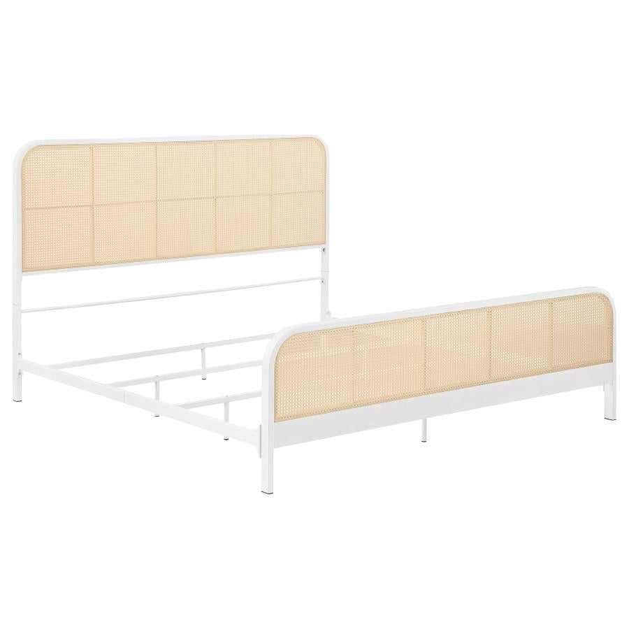 Lanewood Open Cane Webbing Metal Eastern King Bed White - 360251KE