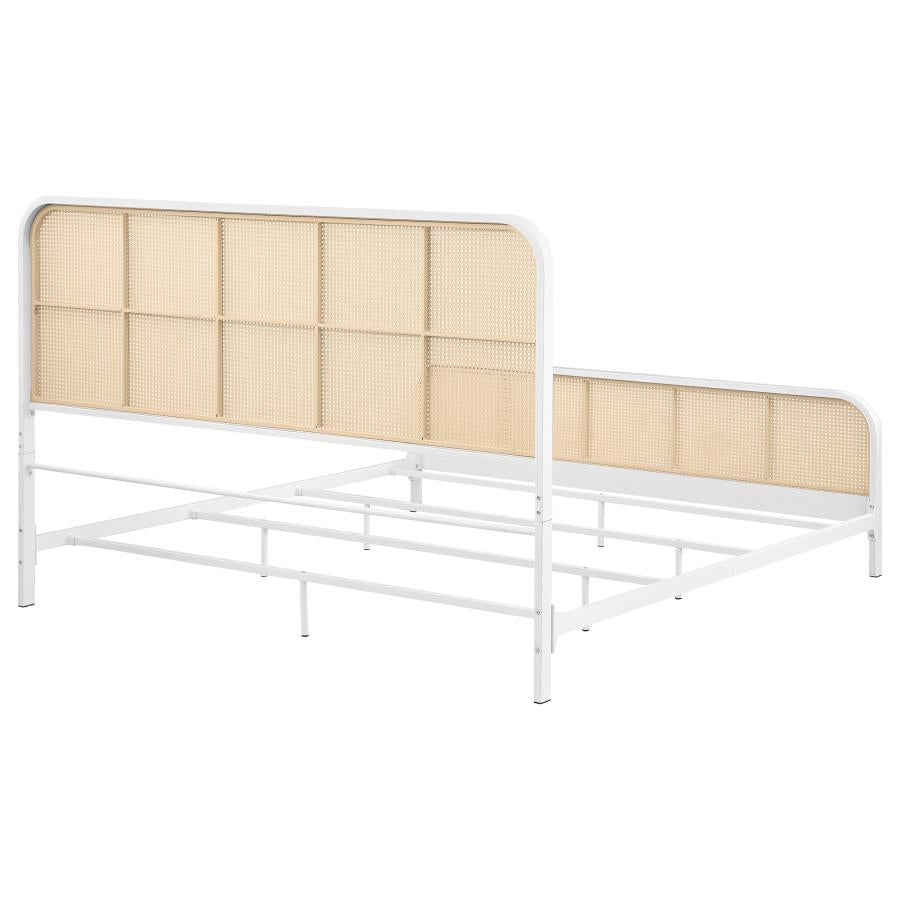 Lanewood Open Cane Webbing Metal Eastern King Bed White - 360251KE