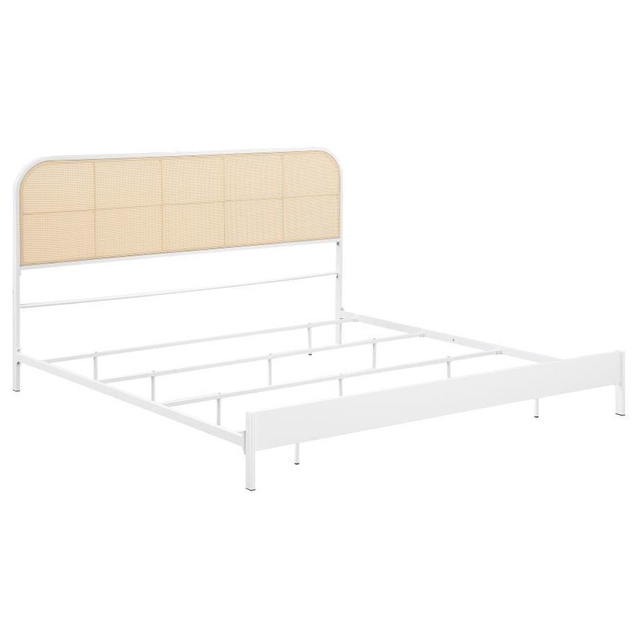 Amherst Radio Weave Rattan Metal Eastern King Bed White - 360301KE