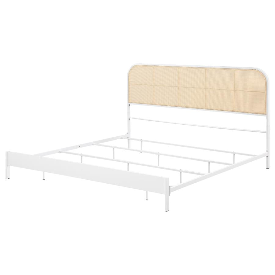 Amherst Radio Weave Rattan Metal Eastern King Bed White - 360301KE
