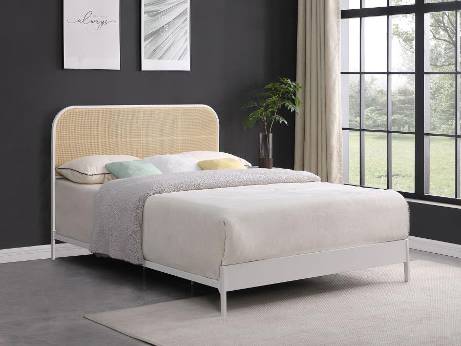 Amherst Radio Weave Rattan Metal Queen Bed White - 360301Q