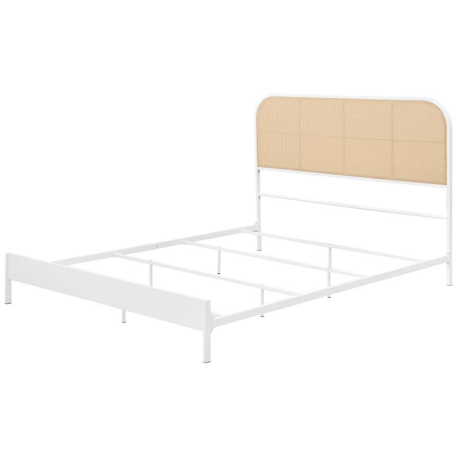 Amherst Radio Weave Rattan Metal Queen Bed White - 360301Q