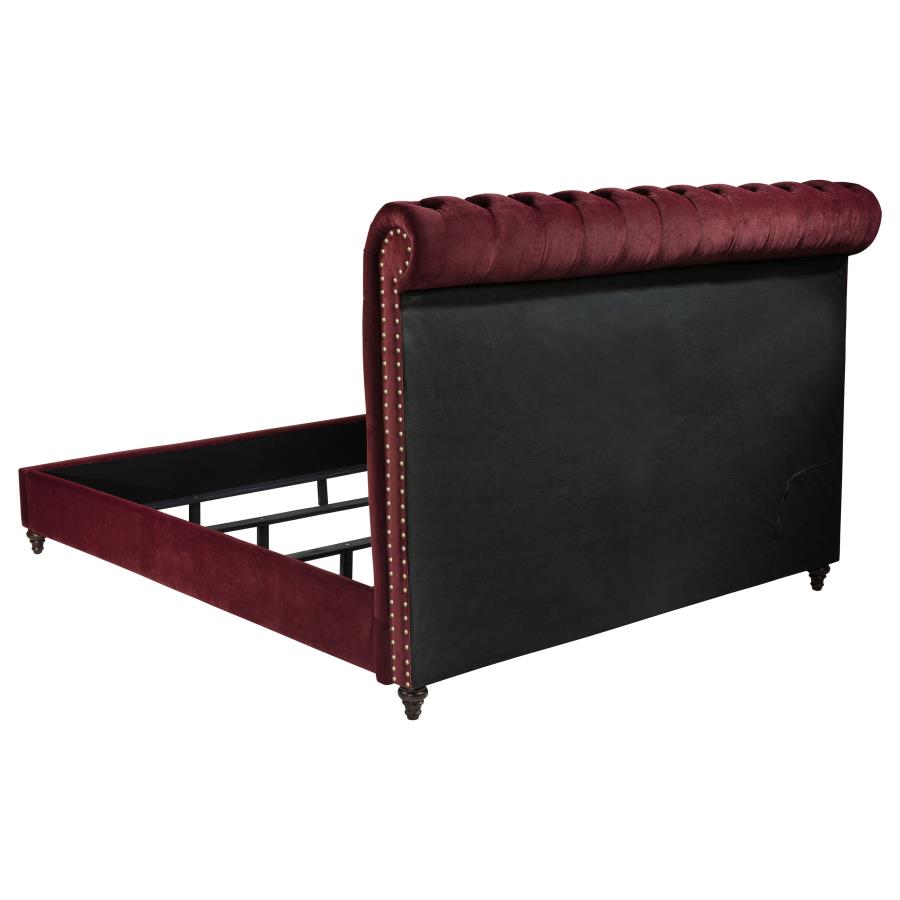 Devon 4-piece Eastern King Bedroom Set Wine Red and Dark Oak - 360341KE-S4