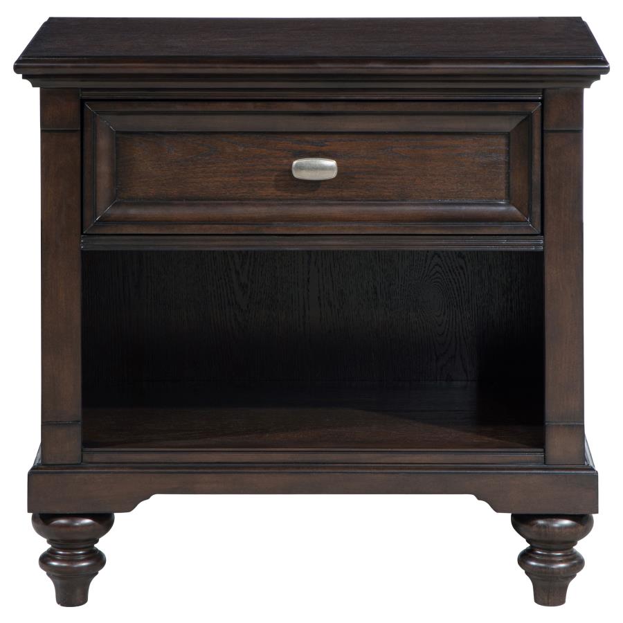 Devon 4-piece Eastern King Bedroom Set Wine Red and Dark Oak - 360341KE-S4