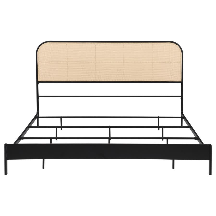 Amherst Radio Weave Rattan Metal Eastern King Bed Black - 360351KE